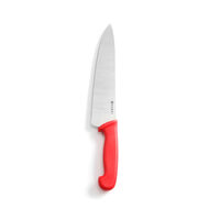 Cutitul bucatarului, maner rosu, lama inox grosime 2,5 mm, 240/385 mm, Hendi, potrivit si pt uz profesional
