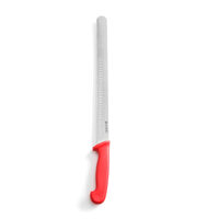 Cutit sunca/somon, lungime 35/49 cm, lama inox super-rezistent, maner rosu, respecta normele de igiena HACCP, hendi, potrivit si pentru uz profesional