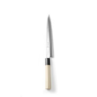 Cutit japonez "Sashimi", Hendi, serie de top, lama 24 cm, cutit 37 cm, grosime lama 4 mm din aliaj de carbon, maner traditional lemn