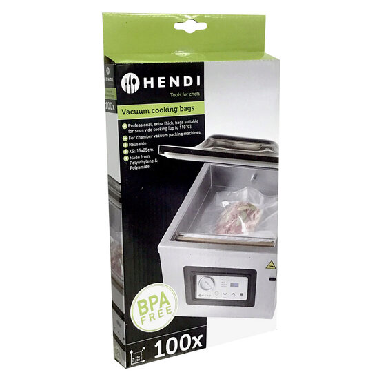 Set 100 pungi vacuum gofrate, 150x250 mm, Hendi, 2 straturi, 75 microni, filtru UV