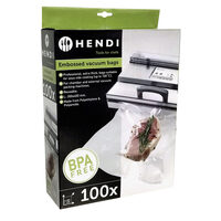 Set 100 pungi vacuum gofrate 300x400mm, 2 straturi, 75 microni grosime, Hendi, filtru UV