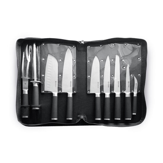 Set cutite promotional cutite, 9 piese, Hendi, Kurt Scheller Edition, lame inox cu rezistenta foarte mare, geanta suport inclusa