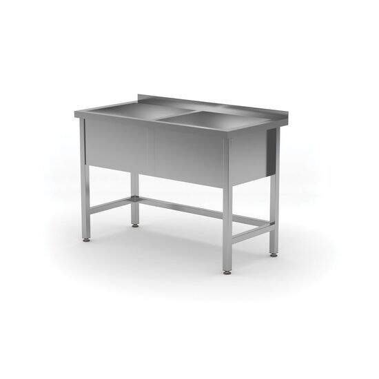 Masa cu doua bazine - sudata, adancime: 600 mm, bazin: 300 mm., HENDI, Profi Line, 1200x600x(H)850mm