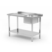 Masa Budget Line cu chiuveta dreapta, dimensiuni 1000 x 600 (H) 850 mm, cu raft, infiletat
