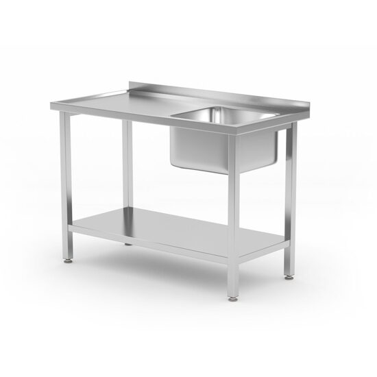Masa Budget Line cu chiuveta dreapta, dimensiuni 1000 x 600 (H) 850 mm, cu raft, infiletat