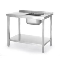 Masa stanga Budget Line cu chiuveta, dimensiuni 1000 x 600 (H) 850 mm, cu raft, infiletat