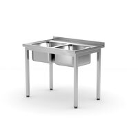 Chiuveta dubla, pregatita pentru asamblare, HENDI, Kitchen Line, 1000x600x(H)850mm