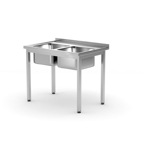 Chiuveta dubla, pregatita pentru asamblare, HENDI, Kitchen Line, 1000x600x(H)850mm